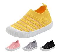 Generisch Scarpe da corsa in rete, traspiranti, per bambini, scarpe da ginnastica, antiscivolo, per corsa, tennis, fitness, leggere, da jogging, per il tempo libero, per primi passi, giallo., 28 EU