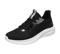 Generisch Scarpe da corsa sportive, motivo blocco del colore, rete, traspiranti, comode, fondo piatto, lacci, scarpe per il tempo libero, basket, tennis, sport, Nero , 37 EU