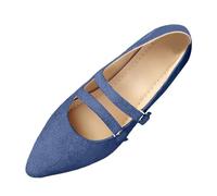 Generisch Scarpe da donna casual temperamento cento donna una parola con il design di scarpe in pizzo, Blu, 38 EU