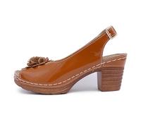 Generisch Scarpe da donna comode per il tempo libero aperte a punta cava zeppa sandali donna estivi zeppa zeppa, marrone, 39 EU Larga