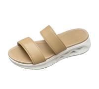 Generisch Scarpe da donna con zeppa pantofole casual scarpe da spiaggia comode vacanze sandali sandali con plantare 2025 nuove ciabatte leggere da donna piatte pantofole da esterno, cachi, 38 EU
