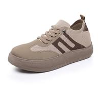Generisch Scarpe da donna eleganti e comode, in rete, leggere, traspiranti, per il tempo libero, piatte, alla moda, stile retrò, per camminate, sport, cachi, 38 EU