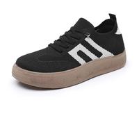 Generisch Scarpe da donna eleganti e comode, in rete, leggere, traspiranti, per il tempo libero, piatte, alla moda, stile retrò, per camminate, sport, Nero , 41 EU