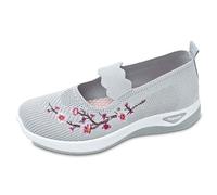 Generisch Scarpe da donna extra large, design ricamato, leggere, comode, per tutti i giorni, Rolling Soft Sensitive Scarpe da donna, grigio., 37 EU