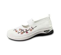 Generisch Scarpe da donna extra large, design ricamato, leggere, comode, per tutti i giorni, Rolling Soft Sensitive Scarpe da donna, bianco, 41 EU