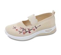 Generisch Scarpe da donna extra large, design ricamato, leggere, comode, per tutti i giorni, Rolling Soft Sensitive Scarpe da donna, beige., 36 EU