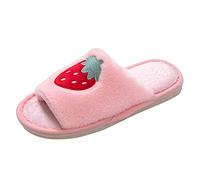 generisch Scarpe da donna Fuzzy Faux Memory Foam Flat Slide Slippers Comode Open Data Pantofole in Cotone Slipper Skateboarding Scarpe da Donna, Colore: rosa., 38 EU