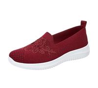 Generisch Scarpe da donna in tessuto estivo, traspiranti, leggere, piatte e antiscivolo, comode, per attività all'aria aperta, corsa, casual, per il tempo libero, 36-41, Colore: rosso, 41 EU