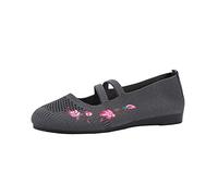 Generisch Scarpe da donna in tinta unita, traspiranti, ricamate, comode, piatte, per il tempo libero, per tutti i giorni e il lavoro, grigio., 38 EU