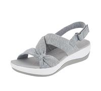 Generisch Scarpe da donna nere da spiaggia con grande fiocco e nodo, sandali alla moda, alla moda, sandali romani, scarpe gialle, 41, grigio., 39 EU Stretta