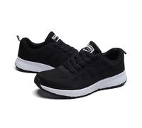 Generisch Scarpe da donna per il tempo libero con cinturino in rete, rotonde, piatte, alla moda, per attività sportive nella vita di tutti i giorni, Nero , 38 EU