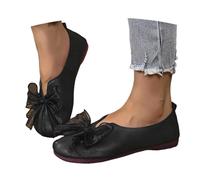 Generisch Scarpe da donna per il tempo libero con fiocco, in tinta unita, piatte, comode, leggere, traspiranti, alla moda, Nero , 42 EU