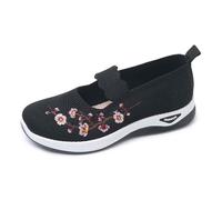 Generisch Scarpe da donna per il tempo libero, traspiranti, design ricamato, leggere, comode, per la primavera, per tutti i giorni, comode, senza codice numerico, Nero , 41 EU