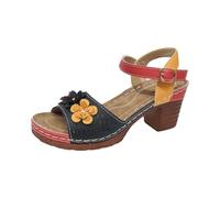 Generisch Scarpe da donna plateau Nero da donna con fiori vuoti Fondo spesso Una parola Sandali Spiaggia Tacco alto Sandali ruvidi Scarpe alte da donna con tacco, Blu, 40 EU