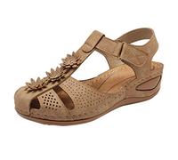 Generisch Scarpe da donna single donne cave comode sandali con dita morbide alla caviglia ragazze rotonde scarpe casual scarpe donna sneakers rolling soft, beige., 38 EU