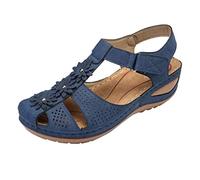 Generisch Scarpe da donna single donne cave comode sandali con dita morbide alla caviglia ragazze rotonde scarpe casual scarpe donna sneakers rolling soft, Blu, 40 EU