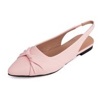 Generisch Scarpe da donna Slingback piatte, per il tempo libero, a punta, scarpe da lavoro, dettagli con nodi, superficie strutturata, eleganti e comode, scarpe da ufficio, Colore: rosa., 37 EU