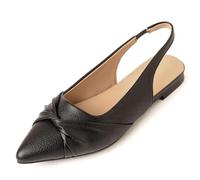Generisch Scarpe da donna Slingback piatte, per il tempo libero, a punta, scarpe da lavoro, dettagli con nodi, superficie strutturata, eleganti e comode, scarpe da ufficio, Nero , 52 EU