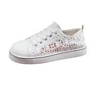Generisch Scarpe da donna sottili e traspiranti, con lacci, piatte, comode, sportive, per il tempo libero, con suola antiscivolo, versatili, indossabili nella vita di tutti i giorni, bianco, 39 EU