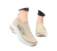 Generisch Scarpe da donna traspiranti per il tempo libero con maggiore comfort, leggeri slip-on per attività all'aria aperta, tutti i giorni, 6-8 cm, tacco versatile ed elegante per l'estate, beige