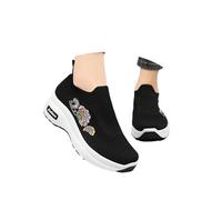 Generisch Scarpe da donna traspiranti per il tempo libero con maggiore comfort, leggeri slip-on per attività all'aria aperta, tutti i giorni, 6-8 cm, tacco versatile ed elegante per l'estate, Nero