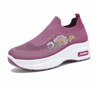 Generisch Scarpe da donna traspiranti per il tempo libero con maggiore comfort, leggeri slip-on per attività all'aria aperta, tutti i giorni, 6-8 cm, tacco versatile ed elegante per l'estate, Lilla