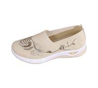 Generisch Scarpe da ginnastica casual slip-on con rete traspirante, leggere e comode, scarpe estive da donna per passeggiate nella vita di tutti i giorni, beige., 41 EU