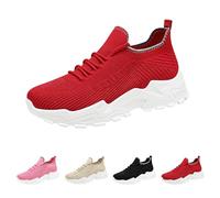 Generisch Scarpe da ginnastica da donna con plateau e suola morbida, con lacci, leggere, comode, sportive, traspiranti, per attività all'aria aperta, per il tempo libero, Colore: rosso, 41 EU