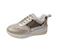 Generisch Scarpe da ginnastica da donna con tacchi alti, scarpe da ginnastica alla moda, nascoste, casual, traspiranti, per sport all'aria aperta, gold, 36 EU