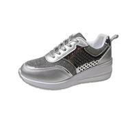 Generisch Scarpe da ginnastica da donna con tacchi alti, scarpe da ginnastica alla moda, nascoste, casual, traspiranti, per sport all'aria aperta, argento, 36 EU