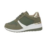 Generisch Scarpe da ginnastica da donna con zeppa e plateau, traspiranti, alla moda, per il tempo libero, suola antiscivolo, leggere, casual, con lacci, Nero/verde, 39 EU