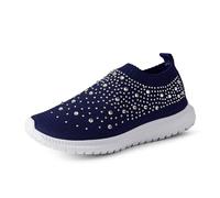 Generisch Scarpe da ginnastica da donna Crystal traspiranti, ortopediche, con strass, scintillanti, leggere, in rete, per il tempo libero, comode scarpe da corsa su strada, Blu mare, 40 EU