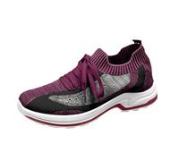 Generisch Scarpe da ginnastica da donna estive in rete, traspiranti, leggere, con suola morbida, antiscivolo, per attività all'aperto, ammortizzate, comode, con lacci, 35-40 EU, Colore: rosso, 36 EU