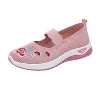 Generisch Scarpe da ginnastica da donna, scarpe basse comode, con ricamo, eleganti e piatte, per il tempo libero, traspiranti, facili da curare, antiscivolo, Colore: rosa., 41 EU