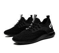 Generisch Scarpe da ginnastica da uomo e da donna, in rete, comode, antiscivolo, con lacci, ampia vestibilità, supporto per l'arco del piede, comode e ariose, per il tempo libero, Stile J01 Nero, 39