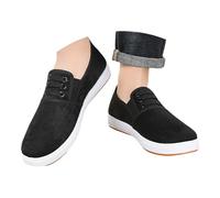 Generisch Scarpe da ginnastica da uomo in pelle scamosciata, con piedi larghi, rotonde, antiscivolo, traspiranti, per il tempo libero, leggere, suola morbida, eleganti, Nero , 41 EU