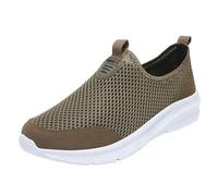 Generisch Scarpe da ginnastica da uomo, senza lacci, in rete, traspiranti, per il tempo libero, leggere, per camminare, casual, per corsa, palestra, tempo libero, cachi, 41 EU