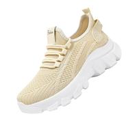 Generisch Scarpe da ginnastica estive da donna, in tessuto a righe, comode, ortopediche, per il tempo libero, beige., 40 EU