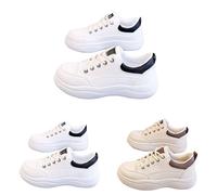 Generisch Scarpe da ginnastica ortopediche da donna con lacci, zeppa, suola morbida, cuscino d'aria, comode e robuste, antiscivolo, in pelle, scarpe da corsa, bianco, 39 EU
