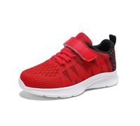 Generisch Scarpe da ginnastica per bambini, suola leggera, con design moderno, tinta unita, comode scarpe casual per ragazzi e bambini dai 7 ai 15 anni, Colore: rosso, 37.5 EU