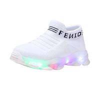 Generisch Scarpe da ginnastica per ragazzi e ragazze, in rete, Shine Blinky, scarpe da ginnastica per bambini, traspiranti, scarpe da corsa antiscivolo, bianco, 25 EU