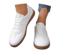 Generisch Scarpe da ginnastica retrò da donna, classiche, casual, retrò, scarpe da ginnastica basse, comode, da donna, camminate, basse da tennis, con lacci, scarpe per il tempo libero, bianco, 38.5