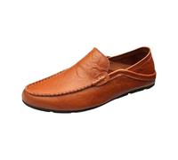 Generisch Scarpe da lavoro da uomo in pelle, eleganti, per ogni stagione, con altezza invisibile, con imbottitura ad aria, senza lacci, suola piatta, per il tempo libero, marrone, 47 EU