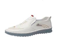 Generisch Scarpe da lavoro da uomo in pelle, marroni, eleganti, per ogni stagione, con altezza invisibile, con imbottitura ad aria, senza lacci, eleganti scarpe per il tempo libero, bianco, 43 EU