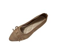 Generisch Scarpe da passeggio da donna estive, piatte estive da donna, slipon, con fiocco, sportive, casual, in tessuto, morbide e antiscivolo, cachi, 39 EU