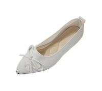 Generisch Scarpe da passeggio da donna estive, piatte estive da donna, slipon, con fiocco, sportive, casual, in tessuto, morbide e antiscivolo, bianco, 36 EU
