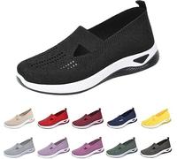 Generisch Scarpe da passeggio da donna per il tempo libero, a maglia, ortopediche, estive, leggere, traspiranti, casual, comode, per attività all'aperto, da ginnastica, Nero , 42 EU