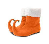 Generisch Scarpe da self di Natale rosse Stivali per adulti Uomini e donne Scarpe divertenti con campane di Natale Decorazioni natalizie Travestimento festivo Scarpe nano, Colore: arancione., 48 EU