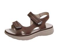 Generisch - Scarpe da spiaggia da donna, eleganti, con zeppa, comodi, estivi con una cinghia, scarpe con tacco in pelle, suola spessa antiscivolo, sandali da trekking, per il tempo libero, marrone, 42