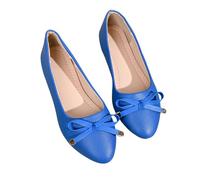 Generisch Scarpe da sposa da donna, eleganti scarpe da sposa, con fiocco piatto, leggere, in pelle PU, design basic, a punta, morbide, da lavoro, comode, Stile K03 Blu, 36.5 EU